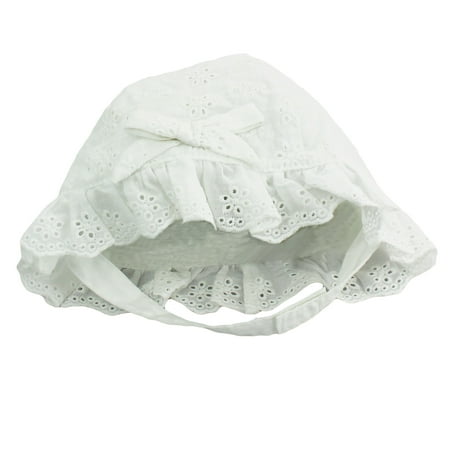 Little Me Infant Girls Eyelet Sun Hat with Chin Strap- White - 12-24 (Best Month To Visit New Caledonia)