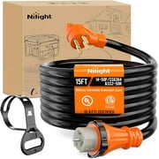 Nilight 50 Amp 15FT Generator Extension Cord 250V 12500Watt Heavy Duty 6/3+8/1 Gauge Pure Copper STW Wire UL Listed 4 Prong 14-50P SS2-50R&CS6364 Twist Lock for RV Camper Outdoor Use