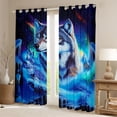 thumbnail image 2 of Feelyou Wildlife Wolf Black Out Curtains, Aurora Galaxy Curtains Pack of 2 (42x63 Each), 2 of 6