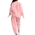 thumbnail image 6 of RYRJJ Lounge Sets for Women Two Piece Outfits Y2K Sweatsuits Sets Asymmetrical Hem Top Long Pants Loungewear Workout Athletic Tracksuits(Pink,XL), 6 of 9