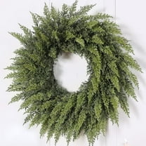 Guvpev 24" Real Touch Artificial Cedar Wreath - Faux Christmas Wreaths for Front Door, Faux Pine Green Wreath for Home, Holiday, Fireplace, Mantel, Wall, Windows, Indoor Outdoor Xmas Decorations