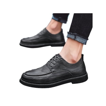 

Rotosw Mens Oxford Shoe Plush Lining Dress Shoes Round Toe Flats Comfort Lace Up Loafers Party Nonslip Gray 9