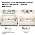 thumbnail image 5 of Queen Platform Bed Frame with High Headboard, Velvet Upholstery, Deep Tufted Buttons, Adjustable LED Light, Wide Wingbacks Bed,No Box Spring Needed,Beige, 5 of 8
