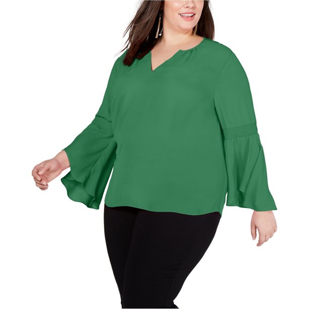 Blusa de manga acampanada I-N-C mujer verde medgreen 2X Pullover