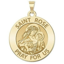 PicturesOnGold.com Saint Rose of Lima Religious Medal Female Adult - 2/3 inch Size of Dime, Solid 14K Yellow Gold
