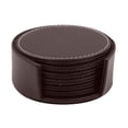 thumbnail image 1 of Posavasos de cuero PU marrón negro, mantel individual con aislamiento redondo, estera de taza de café resistente al calor, suministros para el hogar Noticed JJ18779-02, 1 of 5