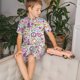 thumbnail image 4 of Fotbe Peace Love and Dove Flower Power Pijama Estampada de 2 Piezas para Niños – Ropa de Dormir de Manga Corta Cómoda para Niños y Niñas, Camiseta y Shorts de Algodón-Large, 4 of 6