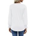thumbnail image 4 of UVN Womens Fall Blouses Long Sleeve V neck Shirts Dressy Casual Smocked Cuffs Tunic Tops, 4 of 7