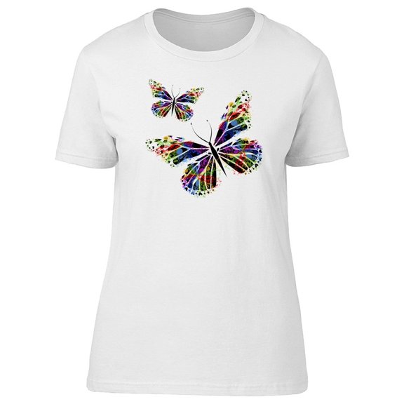 Two Multicolored Butterflies Tee Women's -Image by Shutterstock