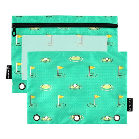 ALAZA 2 Pack Pencil Pouch Golf Balls Pencil Case for 3 Ring Binder Clear Window Pencil Bag Organizers
