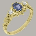 thumbnail image 2 of LBG British Made 18k Yellow Gold Natural Sapphire & Diamond Womens Anniversary Ring - 33 size options - Size 6.5, 2 of 9