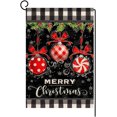 thumbnail image 1 of Feliz Navidad bola pequeña bandera de jardín 12x18 pulgadas Vertical doble cara rojo negro invierno vacaciones al aire libre decoraciones arpillera yarda bandera JAMW Sencillez, 1 of 5