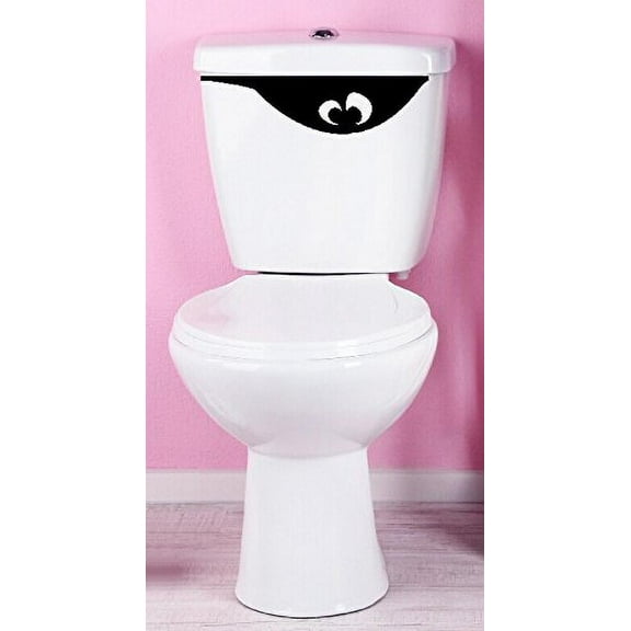 Funny Toilet Tank Vinyl Decal Art Eyes for Bathroom Humor, 18 x 4.5 , Glossy Black
