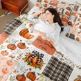 thumbnail image 4 of Manfei Orange Pumpkin 7 Pieces Bedding Comforter Set,Rustic Mushroom Flower Full Bedding Set,Hello Fall Fitted Sheet Flat Sheet For Men Womenm,Breathable Home Decor Reversible, 4 of 8