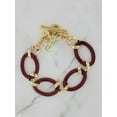 thumbnail image 2 of Wide Red Enamel Oval Chain Link Gold Tone Toggle Bracelet Womens Adult Fashion, 2 of 3