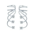 thumbnail image 2 of Bling Jewelry Triple Spiral CZ Crawlers Wire CZ Ear Cuff Pin Earring Sterling Silver, 2 of 6