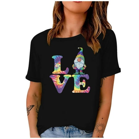 

Corset Top Maternity Shirts Women Casual Valentine s Day Short Sleeve Digital Printing Round Neck Loose T-Shirt Blouse Tops Womens Tank Tops Black Crop Top New Arrival Black M