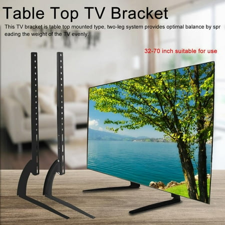 WALFRONT Black Metal Steel Bracket for Flat LED LCD Screen TV Desktop Table Top Mount Stand Holder, Table TV Stand, Table Top TV