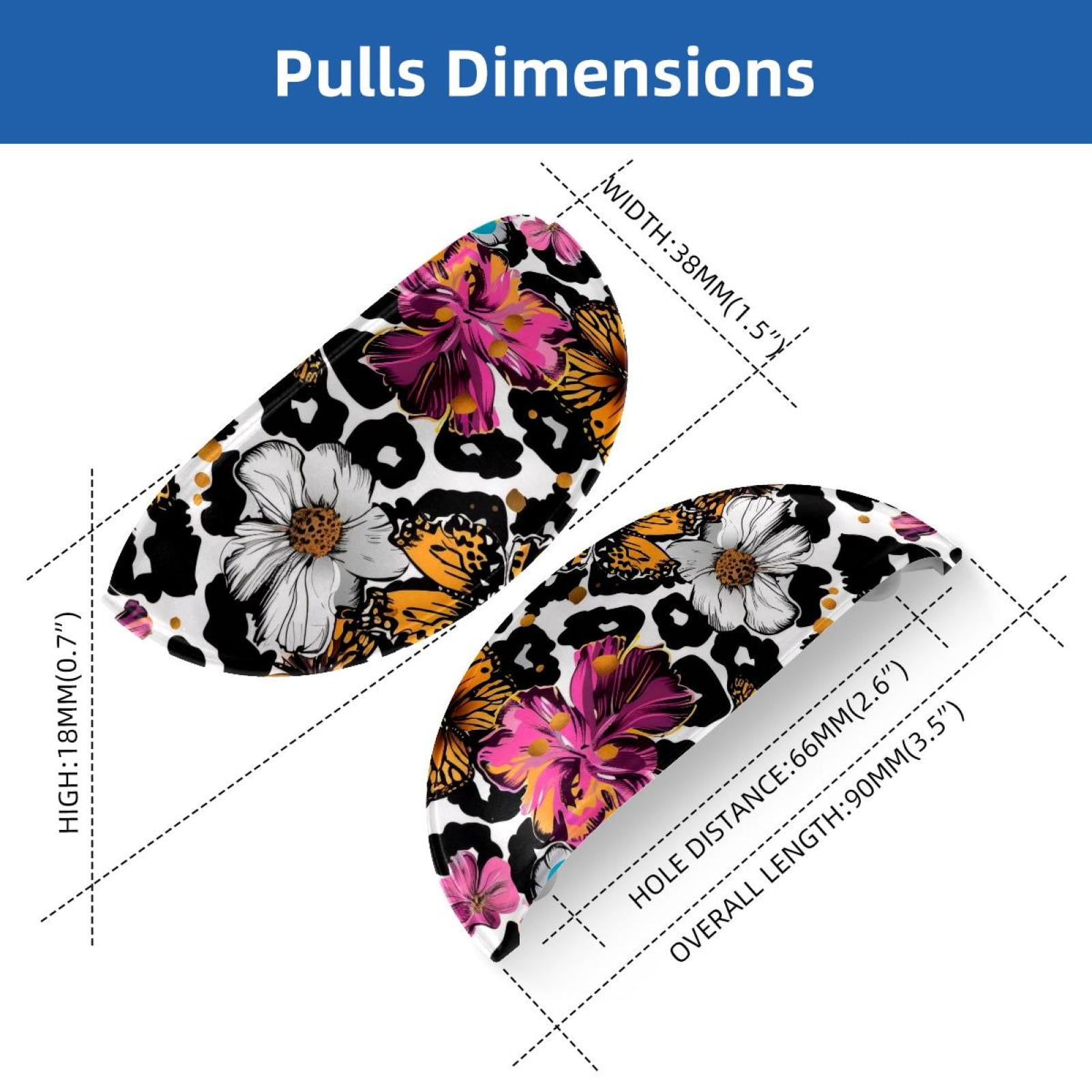 PhooArto 6 Pcs Cup Drawer Pulls, Leopard Spots Butterfly Flower Shell Shape Handles Cabinet Knobs for Dresser Cupboard Closet Wardrobe with Screws