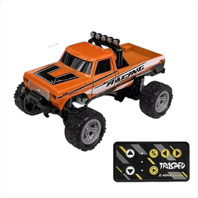 Camión Monstruo Todoterreno Teledirigido RC 1/64, Modelo de Coche de Escalada A Control Remoto 2.4G, Vehículo de Juguete Naranja.