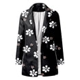 thumbnail image 2 of Chaqueta Elegante Cárdigan estampado con botones y bolsillos para mujer, traje Formal, de manga larga, chaqueta de oficina de negocios, abrigo, blusa,blazer moda（Negro， S), 2 of 4