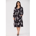 thumbnail image 2 of TIYOMI Women's Fall Maxi Dress Plus Size 5x Black Floral Long Sleeve V Neck Adjustable Drawstring Dress Flowy Cocktail Party Dresses for Curvy Women Maxi Fall Spring Formal Dresses 5XL 28W, 2 of 7
