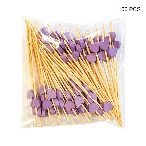 100 Pack Cupcake Fruit Fork Cake Sticks Dessert Cocktail Toothpicks Heart Shaped Birthday Wedding Supplies