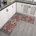 thumbnail image 3 of Boho Vintage Blue Carpet Kitchen Rugs and Mats Sets Of 2, Funny Kitchen Decoration Rubber Backing Non-Slip Absorbent Mats for Sink Waterproof Runner Rug for Laundry Room 17x30+17x48inch, 3 of 7