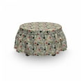 thumbnail image 3 of Leaves Ottoman Cover, Foliage Motifs Holly Berries, 2 Piece Slipcover Set with Ruffle Skirt for Square Round Cube Footstool Decorative Home Accent, Standard Size, Multicolor, by Ambesonne, 3 of 5