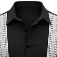 thumbnail image 5 of LODIENY Cuban Guayabera Shirts for Men Short Sleeve Button Down Collared Shirt Casual Summer Beach Wedding Embroidered Hollow Out Tops Black M, 5 of 5