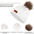 thumbnail image 4 of GRNSHTS Kids Hat Scarf Gloves Set, 3PCS Kids Winter Beanie Hat Scarf Gloves Set with Knit Thick Warm Fleece Lined for 1-6 Years Old (White), 4 of 14