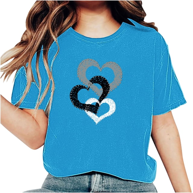 Funicet Chemises pour Femmes, Shorts pour Femmes, T-Shirt à Manches Courtes Col Rond Imprimé Décontracté Ample, Chemises à Manches Courtes pour Femmes, Chemises à Manches Courtes pour Femmes
