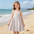 thumbnail image 2 of WEIWEN Girls Dresses Vertical Striped Knotted Strap Sleeveless Dress Spring Summer A-Line Dress for Big Kids Party Holiday Sundress 7-12 Years Brown, 8-9 Years, 2 of 9
