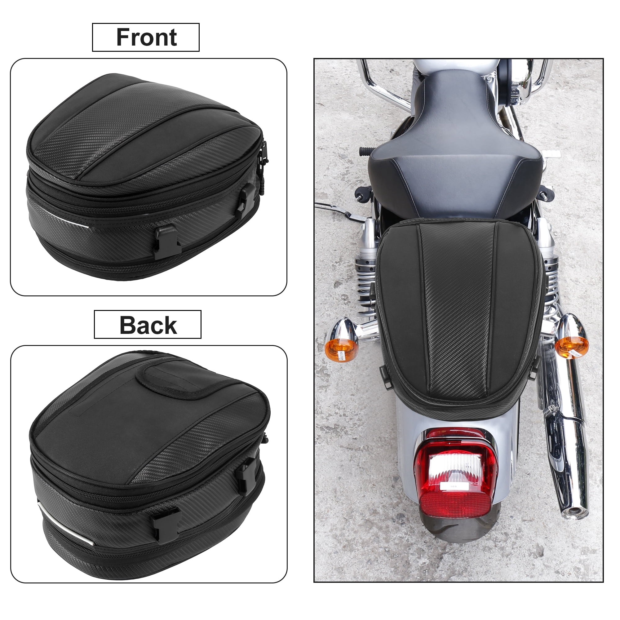 Unique Bargains Motorcycle Seat Tail Bag Cycling Travel Rear Bag 1680D Backpack Black