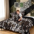thumbnail image 4 of Manfei Rustic Camouflage Full Size Comforter Sets, Mid Century Camo Bedding Comforter Set, Charcoal Gray, Black Reversible, 3pcs, 1 Comforter and 2 Pillowcases, 4 of 7
