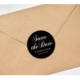 thumbnail image 3 of Darling Souvenir Round 45 Pcs Calligraphy Save The Date Stickers Personalized Bride Groom Names And Date Envelope Seals - Black, 3 of 4