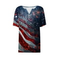 thumbnail image 5 of GaThRRgYP Women's Summer Short Sleeve Tops Outfits,Ladies' Independence Day Printed Button Up Three Quarter Sleeve 3/4 Sleeve V-neck Top/shirt Multicolor XXL, 5 of 5