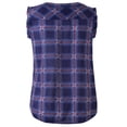 thumbnail image 4 of Doublju Womens Ruffle Cap Sleeveless Slit Neckline Loose Fit Plaid Stylish Top, 4 of 4