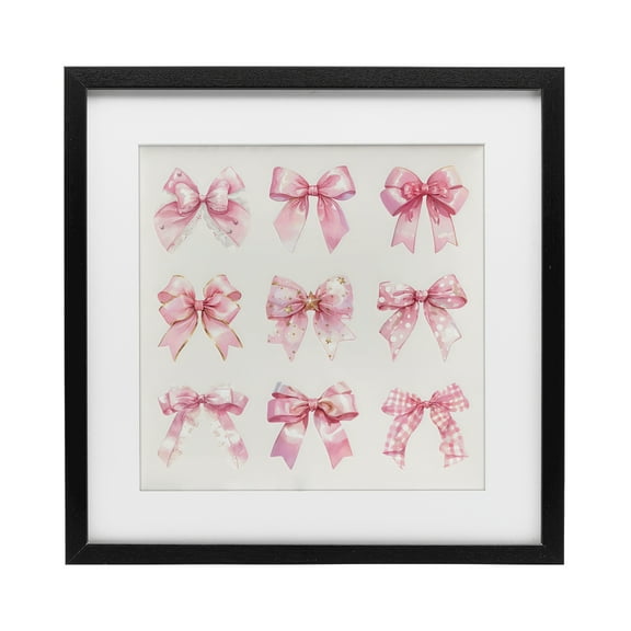 Stupell Industries Ribbon Bow Styles Grouping Black Framed Print Under Glass, design by Creative Studio, 13 x 13