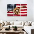 thumbnail image 3 of Elephant Stock Baseball Gear American Flag Wall Art - Horizontal Multi Panel Canvas - Living Room Wall Decor - Sports Multi Panel - Red And Brown Decor - 74" x 48", 3 of 8