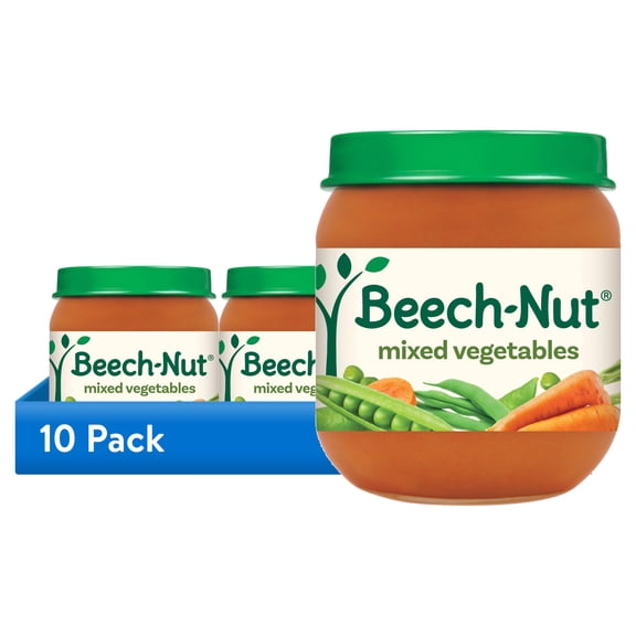 (10 pack) Beech-Nut Stage 2 Baby Food, Mixed Vegetables, 4 oz Jar