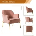 thumbnail image 5 of Velvet Upholstered Accent Chair Metal Legs Curved Backrest Lounge Home Armchair Bedroom Adult Pink, 5 of 9