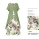 thumbnail image 3 of Primavera y verano nuevo vestido de dos piezas falso con cuello redondo estampado de algodón y lino, 3 of 4