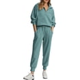 thumbnail image 1 of Womens 2 Piece Sweatsuits Set Long Sleeve Half Zip Pullover Sweatshirt Joggers Sweatpants Fall Outfits Tracksuit, 1 of 6