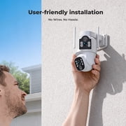 TOGUARD SC56 Solar Wireless Security Camera System Outdoor with 500G Hard Drive 4pcs 2K PTZ Dual Lens Linkage Security Surveillance Cameras Multi-Angle Monitoring