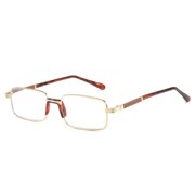 Men Women Simple Square Frame Classic Ultra Light Glasses Business Reading Glasses Anti-Blue Light Eye Protection GOLD STRENGTH 150