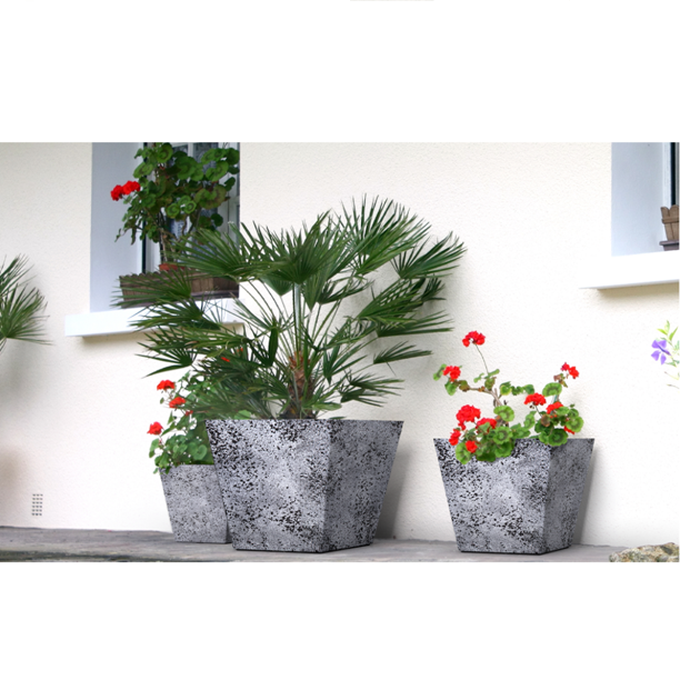 Pieces Resin 3 Different Size Flower Pots with Holes, Lightweight and Durable, Square Planter for Indoor Outdoor, Speckled Gray - Walmart.com