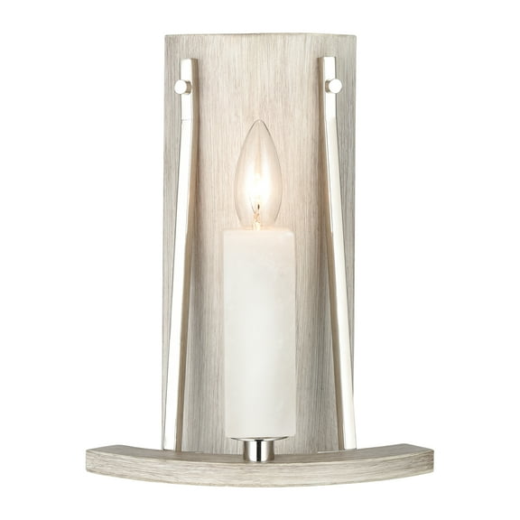 Elk Home 9-Inch Wide White Stone Sconce, Modern, Polished Nickel