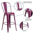 thumbnail image 4 of Emma + Oliver Commercial Grade 30"H Purple Metal Indoor-Outdoor Barstool with Back, 4 of 11