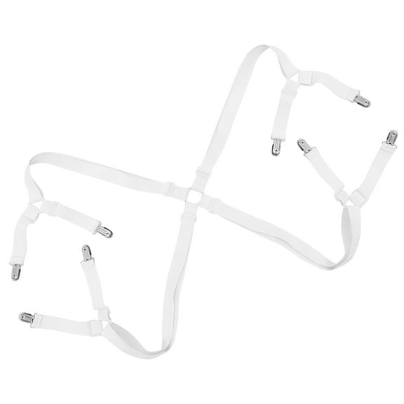 MLINS Sheet Bed Suspenders Adjustable Fitted Sheet Band Straps Grippers Mattress Pad Duvet Cover Bed Sheet Corner Holder Elastic Straps Fasteners Clips Clippers (White)